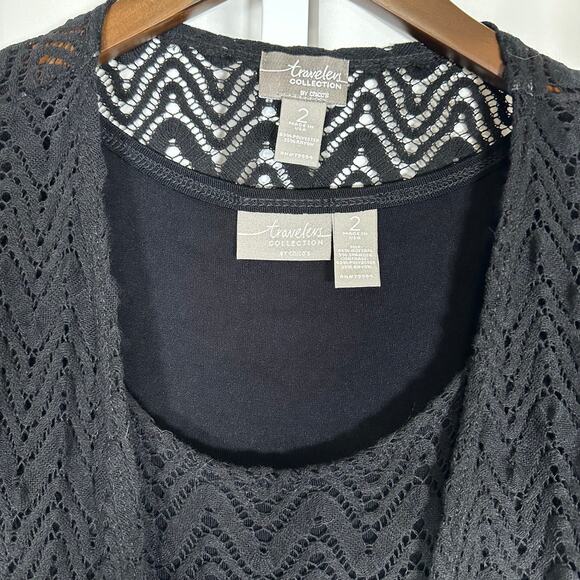 Chico's Travelers Collection Black Maxi Dress w Lace Jacket Sz 2 US L Resortwear - Picture 3 of 15